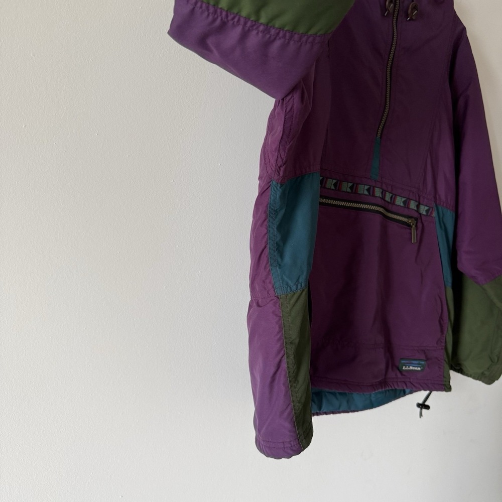 VTG 90s Womens Large LL Bean Pullover Aztec Hooded Anorak Windbreaker Jacket USA - Picture 6 of 16